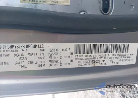 2014 Jeep Compass Sport из США, поврежденный, VIN 1C4NJCBA4ED843578